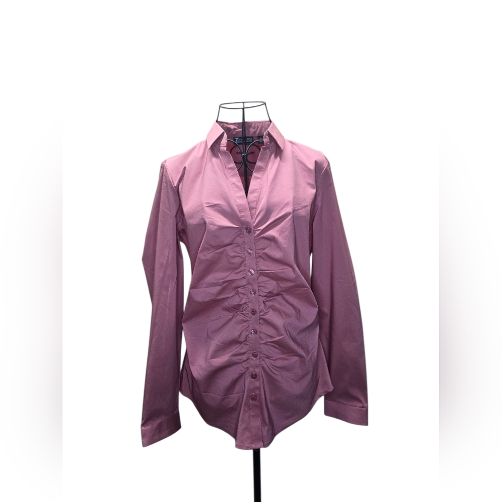 New York & Company Pink Button-Down Shirt